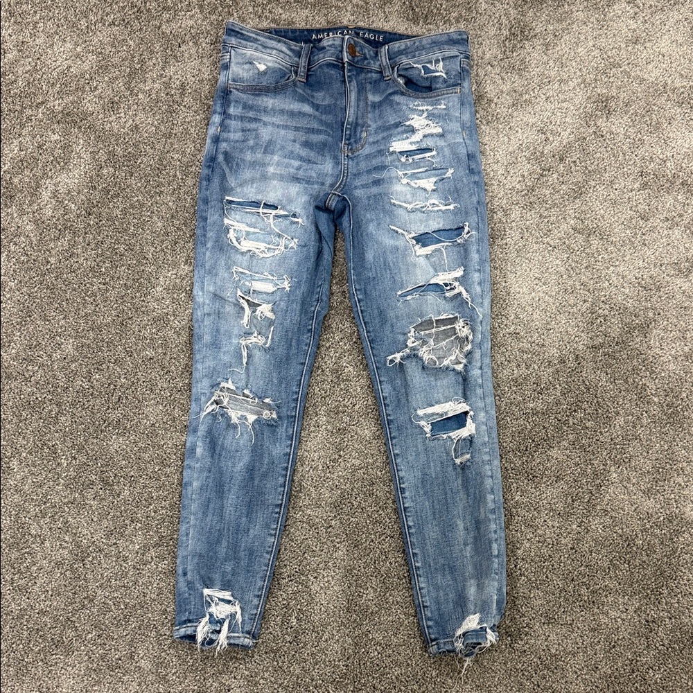 American Eagle Outfitters Ripped Blue Skinny Jeans